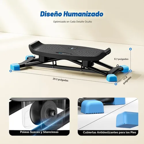 Miniatura 9 de Merach Escalera para hacer ejercicio en casa, mini escalonera con bandas de resistencia, tabla de equilibrio portátil con monitor LCD, entrenador