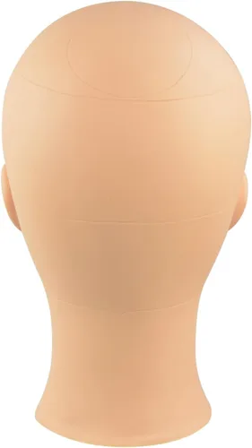 Miniatura 4 de Cabeza de maniquí calvo profesional de cosmetología para hacer pelucas, exhibir pelucas, anteojos con pasadores en T (marrón y rojo, 18.9 pulgadas)