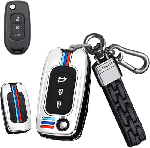 Miniatura 5 de SANRILY Funda luminosa de silicona y aleación de zinc para llavero Renault Sandero Stepway Logan Clio Arkana Captur Kadjar sin llave con llavero