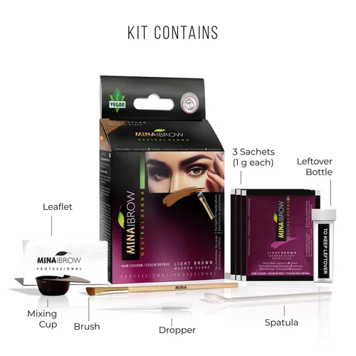 Miniatura 4 de MinaiBrow Kit de tinte instantáneo para el cabello, marrón claro, polvo de tinte natural para teñir manchas, a prueba de agua y manchas, cobertura