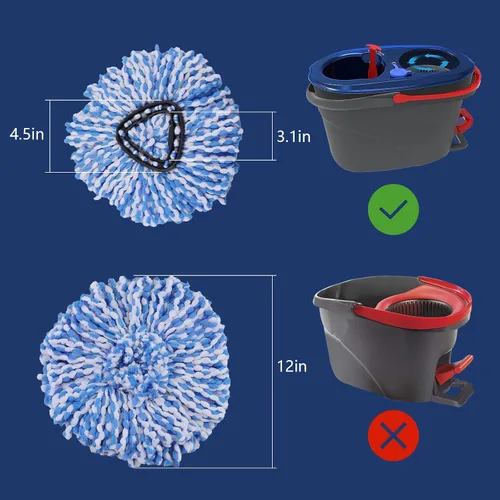 Miniatura 4 de Juego de 4 cabezales de repuesto de trapeador compatibles con el sistema O Cedar RinseClean de 2 tanques, 2 unidades de repuesto de cabezal