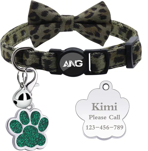 Miniatura 23 de Collares de gato personalizados con etiqueta de identificación, corbata de campana, collares de gatito personalizados de liberación rápida