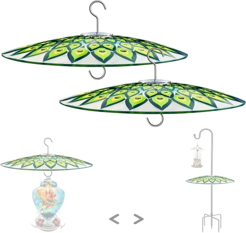 Miniatura 9 de Protector de lluvia de vidrio de 13 pulgadas para comedero de pájaros al aire libre – deflector en poste de pastor/poste o gancho en S colgante
