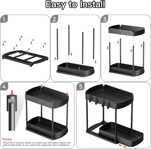 Miniatura 7 de Ukeetap Organizadores de almacenamiento extraíbles multiusos, organizadores debajo del fregadero/gabinete y almacenamiento para baño y cocina, Negro