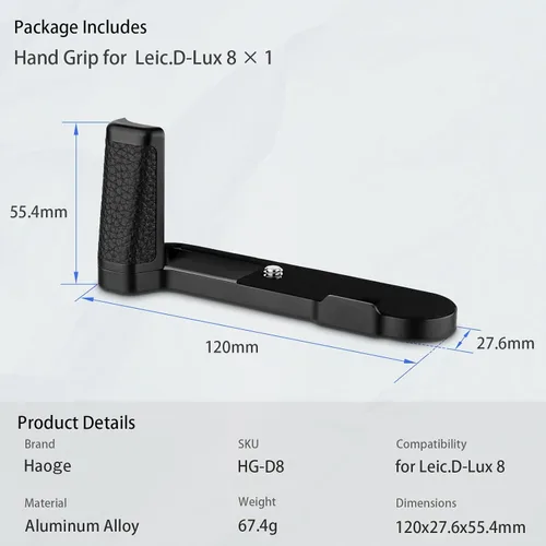Miniatura 7 de Haoge Mango HG-D8 para Leica D-Lux 8 Cuerpo de cámara Soporte de agarre en forma de L