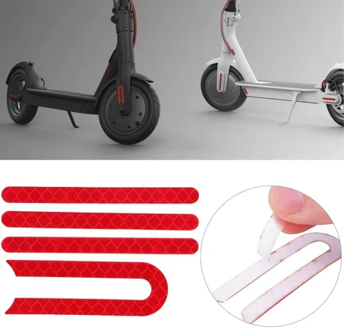 Miniatura 7 de Adhesivo reflectante para pedal AOVO/XIAOMI Mijia M365, rueda delantera y trasera, impermeable, repuesto (rojo-blanco)