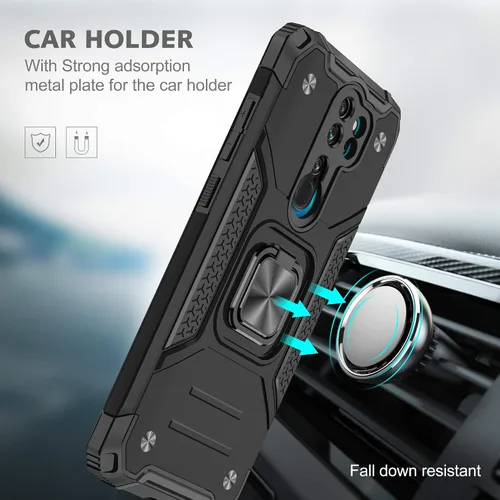 Miniatura 3 de Asuwish Funda de teléfono para Xiaomi Redmi Note 8 Pro con protector de pantalla de vidrio templado y soporte de anillo soporte delgado híbrido