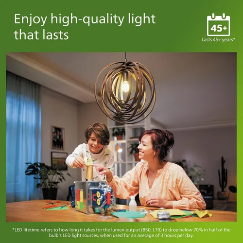 Miniatura 7 de PHILIPS LED 60W A19 Paquete de 8 bombillas LED de luz diurna ultraeficientes (5000K) 850 lúmenes (5W = 60W) bombillas LED regulables, claras, sin