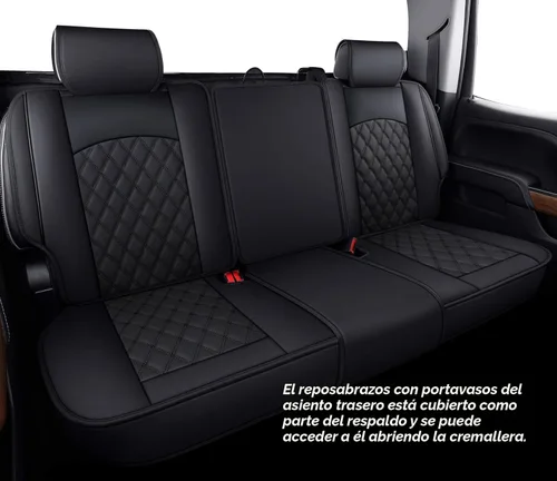 Miniatura 3 de Fundas de cuero para asiento delantero de automóvil, para Silverado Sierra Juego completo/Negro