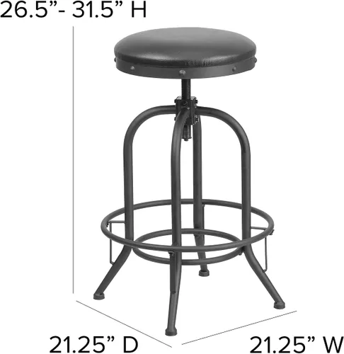 Miniatura 3 de Flash Furniture Carrington Taburete de bar de 30 pulgadas con asiento giratorio LeatherSoft negro