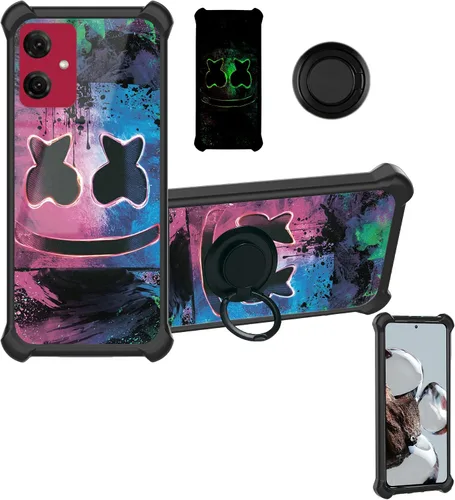 Miniatura 66 de Aroepurt Funda compatible con Nothing Phone 2a Phone Case Cover [PC duro + silicona suave] [soporte de anillo] [efecto luminoso] YGH-BQ