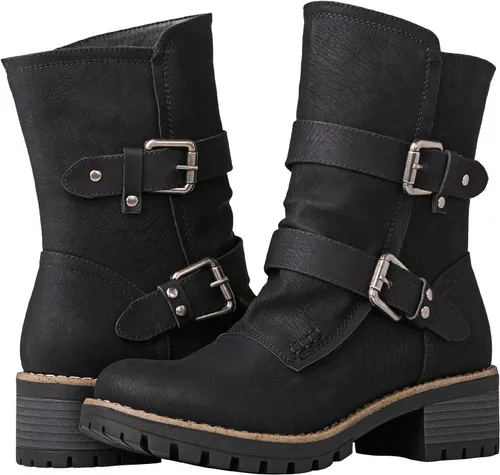 Miniatura 15 de GLOBALWIN Botas militares con cordones a media pantorrilla, para motocicleta, para festivales de moda, para mujer