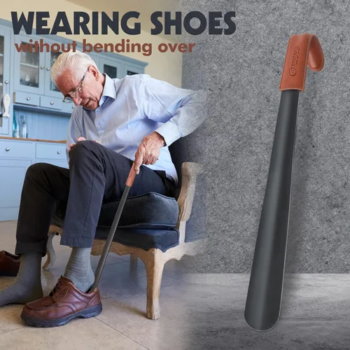 Miniatura 3 de ZOMAKE Cuerno de zapato de mango largo para personas mayores, hombres y mujeres, calzador largo de metal para botas, ayudante de cuchara de zapatos