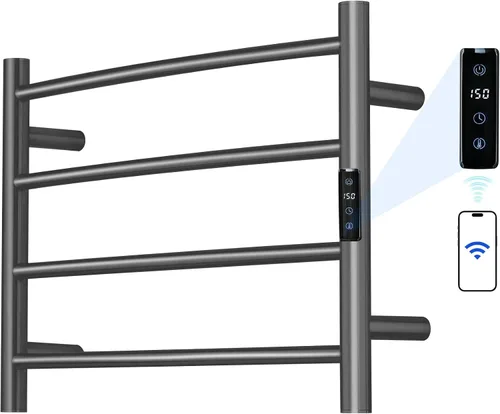Miniatura 39 de Toallero Eléctrico con Control de Voz para Alexa y Google Home, TUYA - Calentador de Toallas de Baño Montado en la Pared, Enchufable