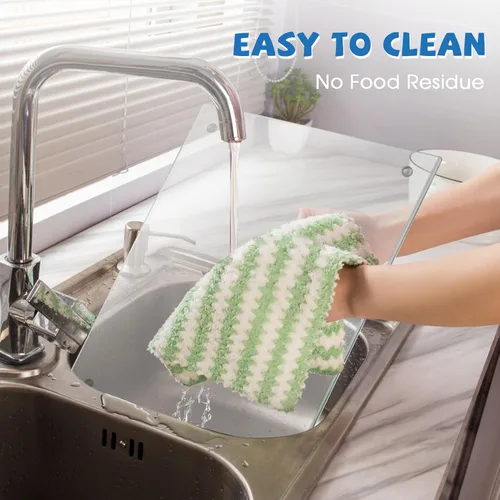 Miniatura 3 de Tabla de cortar de vidrio, vidrio templado transparente para cocina, 2 piezas (12 x 16 pulgadas y 12 x 16 pulgadas), con patas de goma
