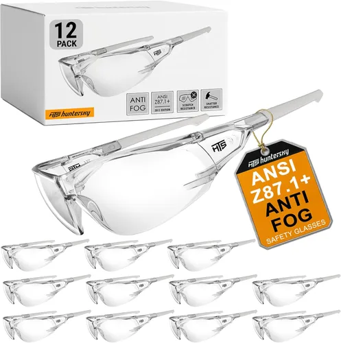 HTS HUNTERSKY ANSI Z87.1 Gafas de seguridad antivaho envolventes transparentes, gafas de laboratorio para pickleball y química con resistencia a los