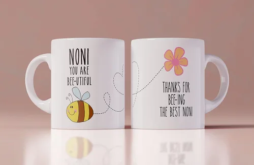 Noni You Are Bee-Utiful Beautiful - Taza de café con mensaje personalizado con ilustración de abeja linda, regalo para el día de la madre, regalo