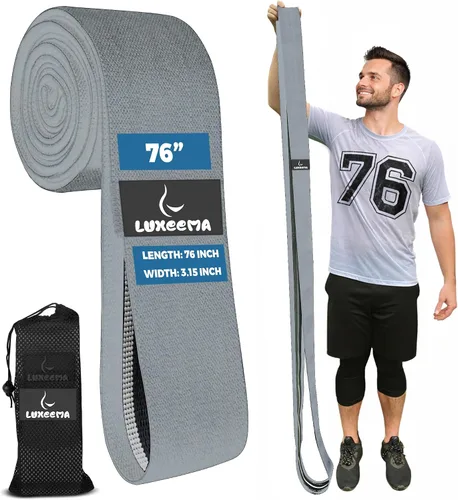 Miniatura 10 de Banda de resistencia extra larga de 76 pulgadas para entrenamiento, banda de ejercicio de tela antideslizante de 3 pulgadas de ancho