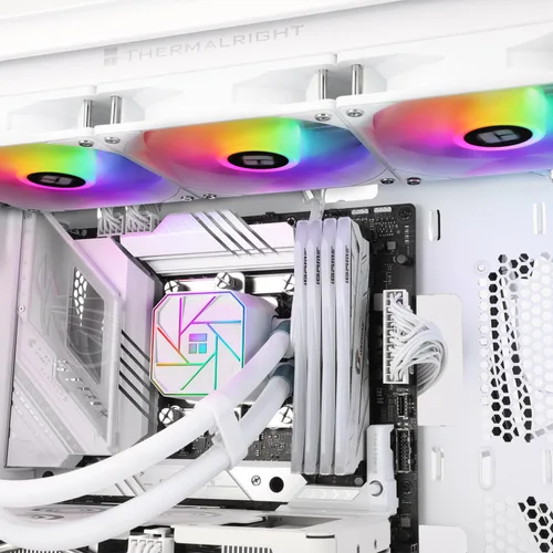 Miniatura 6 de Thermalright Aqua Elite 360 White V3 Enfriador de CPU de refrigeración por agua, 3 ventiladores PWM ARGB con rodamientos S-FDB, bomba controlada PWM