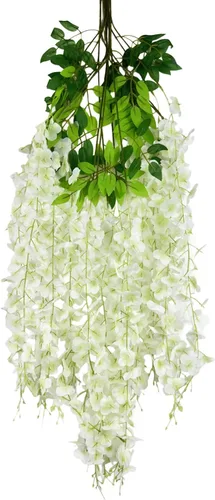 Miniatura 46 de Paquete de 12 guirnaldas de flores colgantes de glicina blanca, enredaderas de flores artificiales de 3.77 pies, glicinia falsa, guirnalda colgante