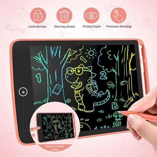 Miniatura 4 de TECJOE Paquete de 2 tabletas de escritura LCD con imanes de refrigerador, tablero de garabatos para niños, notas de cocina, rellenos de calcetines