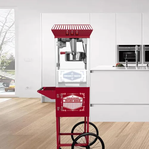Miniatura 4 de Máquina de palomitas de maíz de estilo vintage sobre ruedas con hervidor de 12 onzas, dispensador de grado comercial de 850 W con vidrio templado
