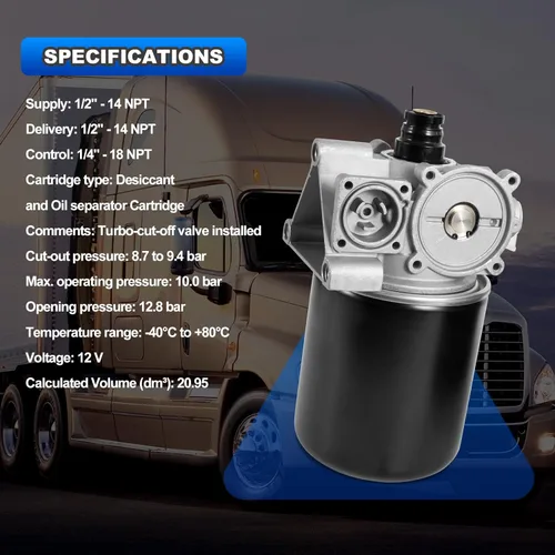 Miniatura 6 de AUTOBABA Conjunto de Secador de Aire R955079 con Cartucho Coalescente Compatible con Sistema Meritor System Saver R955300, 955300, 955079