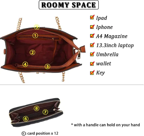Miniatura 4 de Juego de bolsos de moda para mujer, de cuero, acolchado, para el trabajo, regalo