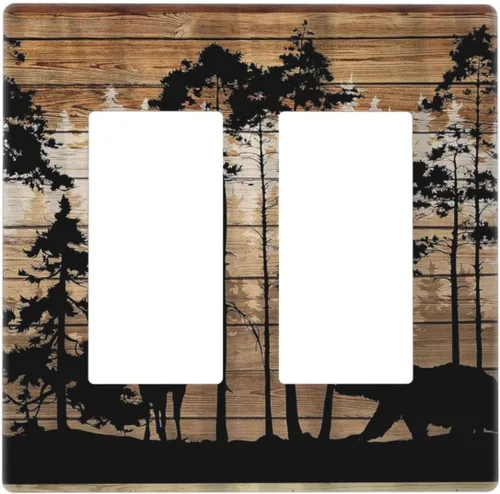 Miniatura 41 de Mid Century Morden Boho - Placa de pared para interruptor de luz dúplex de 1 banda, placa frontal decorativa eléctrica para receptáculo para baño