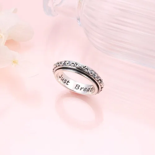 Miniatura 3 de Anillos giratorios de plata de ley S925 para ansiedad, preocupación, aliviar el aburrimiento, TDAH, autismo, banda para mujeres y adolescentes