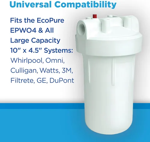 Miniatura 6 de EcoPure EPW4C - Filtro de agua de repuesto para todo el hogar, ajuste universal, se adapta a la mayoría de los principales sistemas de marcas