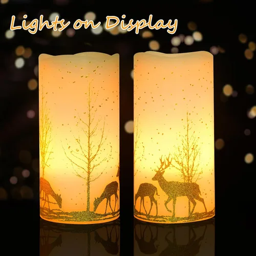 Miniatura 7 de 2 paquetes de velas sin llama parpadeantes LED de Navidad, velas de cera operadas por baterías con temporizador y control remoto, velas sin llama