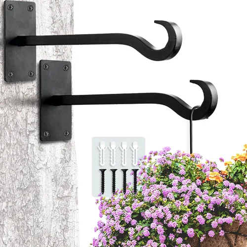 Miniatura 11 de Qiang Ni Colgador de plantas de alta resistencia, soporte de metal para plantas de montaje en pared de 16 pulgadas, 80 libras, para interiores