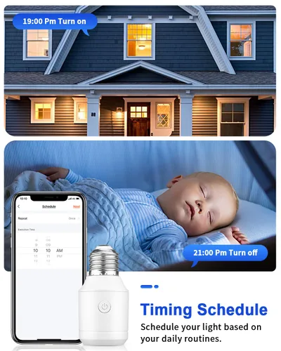 Miniatura 6 de Enchufe de luz de control remoto con WiFi (solo 2.4G), WiFi inteligente y Bluetooth y adaptador de bombilla RF433 E26 E27 e interruptor de pared