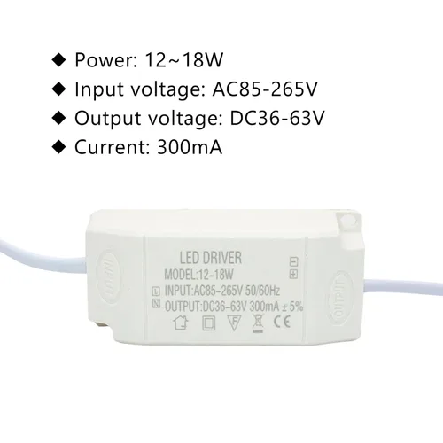 Miniatura 2 de Conductor LED de 12-18W, corriente constante 300mA AC 85-265V Salida 36-63V DC Conector hembra Rectificador Transformador Fuente de alimentación