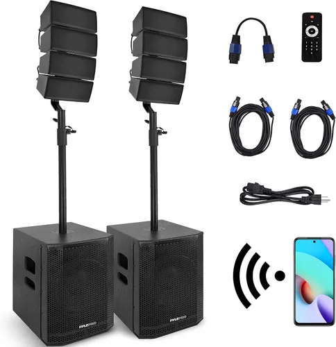 Miniatura 10 de Pyle Altavoz de columna Line Array - Sistema de sonido profesional y compacto con subwoofer de altavoz de 12 pulgadas, transmisión, amplificador