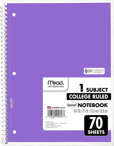 Miniatura 3 de Mead Cuaderno de espiral, paquete de 12 cuadernos con espiral de 1 materia, cuadernos escolares de color pastel, 70 páginas