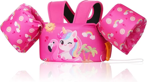 Miniatura 21 de Moko Banda de natación para niños de 20-30-50 libras, bonito chaleco de natación de dibujos animados para niños pequeños, flotadores de piscina