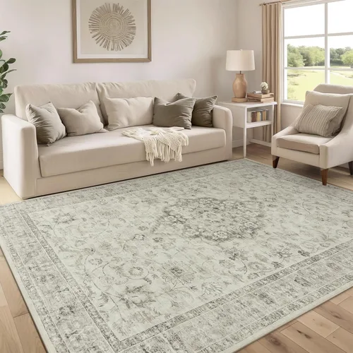 Miniatura 40 de LIVEBOX Alfombra lavable de 5 x 7 pies, para sala de estar, dormitorio, antideslizante, estilo bohemio, para interiores, para comedor, oficina