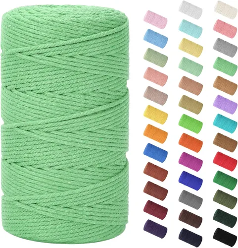 Miniatura 55 de Cordón de macramé de 0.079 in x 380 yardas (1140 pies), cuerda de algodón natural para colgar en la pared, ganchos de plantas, manualidades, Beige