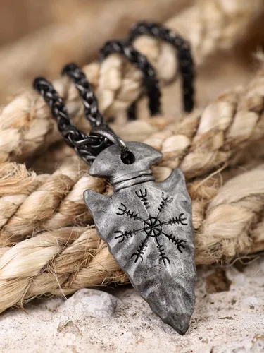 Miniatura 5 de HAQUIL Joyería vikinga collar con colgante de talismán vikingo de acero inoxidable de hierro forjado antiguo regalo de joyería vikinga para hombres