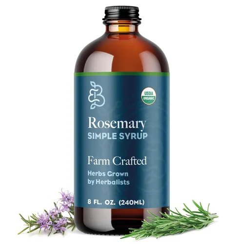 Bluestem Botanicals Jarabe simple de romero orgánico, 8 onzas, mezclador de cóctel y cola sin alcohol para bebidas, sin alcohol