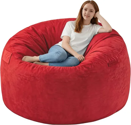 Miniatura 76 de Silla de Puf de 3 Pies, Sillas de Puf Cómodas con Relleno de Espuma Viscoelástica, Sofá de Puf Esponjoso con Funda de Terciopelo Holandés, Sillas