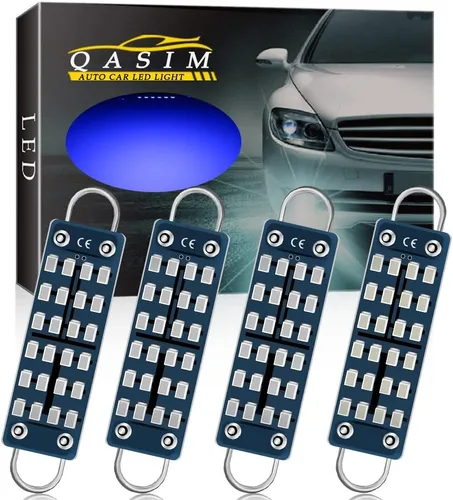 Qasim 44mm (1.73") Bombilla LED de circuito rígido brillante azul, sin polaridad 12V 211-2 212-2 561 562 567 564 RL4410 Luz interior para espejo,