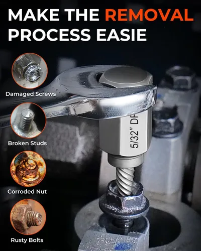 Miniatura 3 de Juego de 24 piezas de extractor de tornillos y brocas de mano izquierda, juego de extractor de tornillos fácil de quitar con broca de reversa