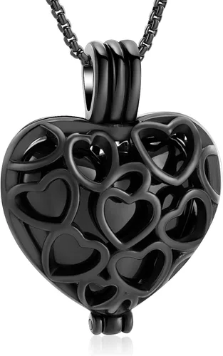 Miniatura 34 de Collar con medallón de cremación conmemorativa con corazón eterno con mini urna para cenizas de seres queridos