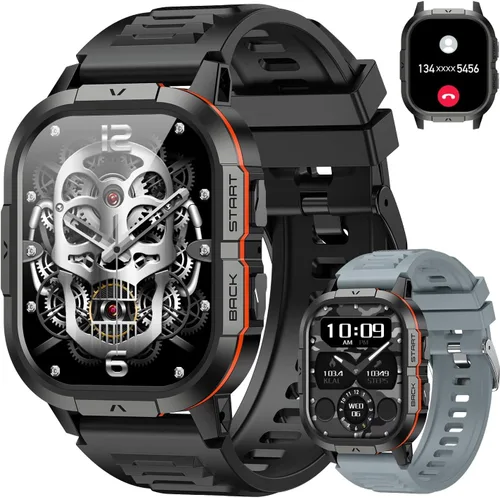 Reloj inteligente para hombre con rastreador de fitness: relojes digitales militares impermeables para hombres, resistentes, para correr,