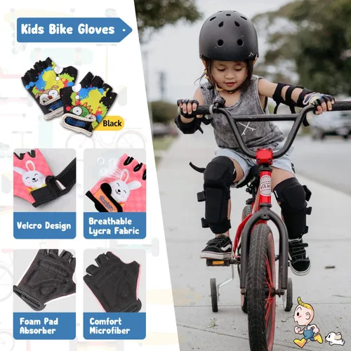 Miniatura 4 de Rodilleras y coderas para niños de estilo suave con guantes de bicicleta, equipo flexible resistente a los impactos para edades de 2 a 11 años