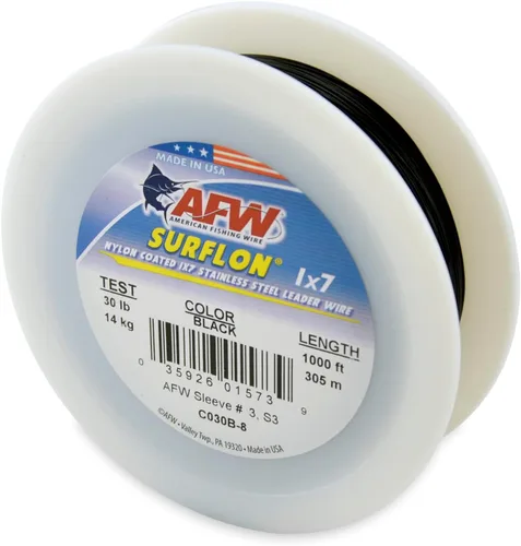 Miniatura 77 de Alambre de pesca americano Surflon recubierto de nailon 1x7 de acero inoxidable, línea líder de pesca para agua salada, prueba de 10 libras - prueba