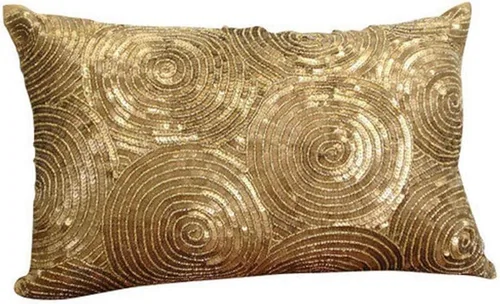 Miniatura 23 de The HomeCentric Funda de almohada, funda de almohada dorada para sofá, funda de almohada con lentejuelas en espiral, 20 x 20 pulgadas